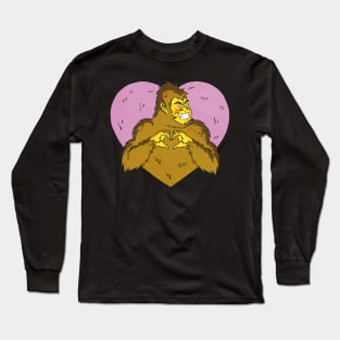 Bigfoot monster and heart Long Sleeve T-Shirt